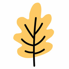 Fototapeta premium Yellow oak leaf with thin black branches, perfect for autumn themes.