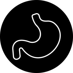 Stomach organ icon biology digestion function. contains gastric juice to aid digestion and ascend to the intestine. Stomach ache, healthcare symbol. Anatomy, healthy. silhouette Outline, flat design.