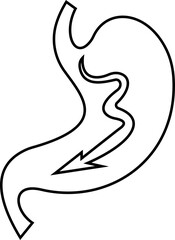 Stomach organ icon biology digestion function. contains gastric juice to aid digestion and ascend to the intestine. Stomach ache, healthcare symbol. Anatomy, healthy. silhouette Outline, flat design.