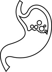 Stomach organ icon biology digestion function. contains gastric juice to aid digestion and ascend to the intestine. Stomach ache, healthcare symbol. Anatomy, healthy. silhouette Outline, flat design.