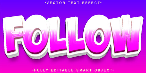  Modern Social Media Follow Click Connect Style Design Vector Fully Editable Smart Object Text Effect