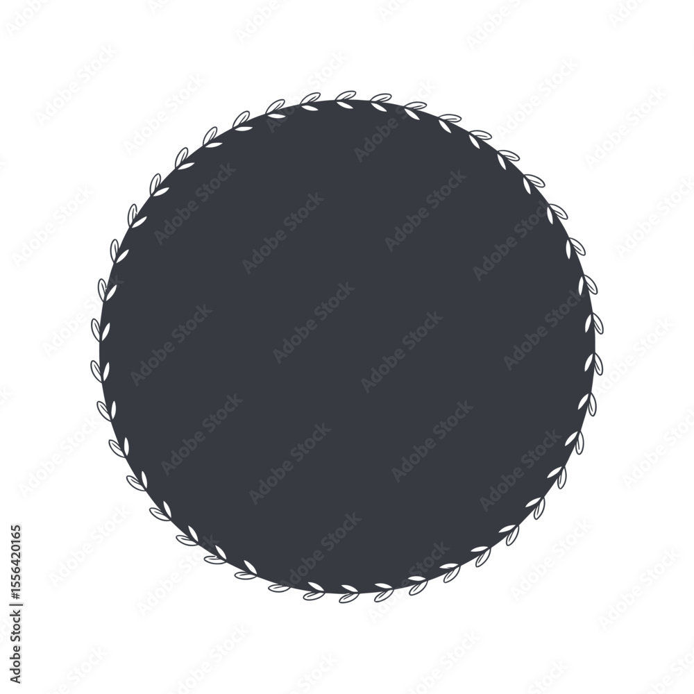 Poster simple circular decorative frame with delicate leaf border round frame repeating leaf pattern frame 