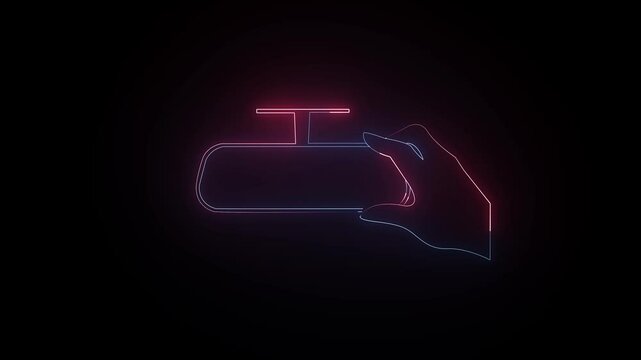 "Neon Red ATM Hand Inserting Card Animation on Black Background in 4K"