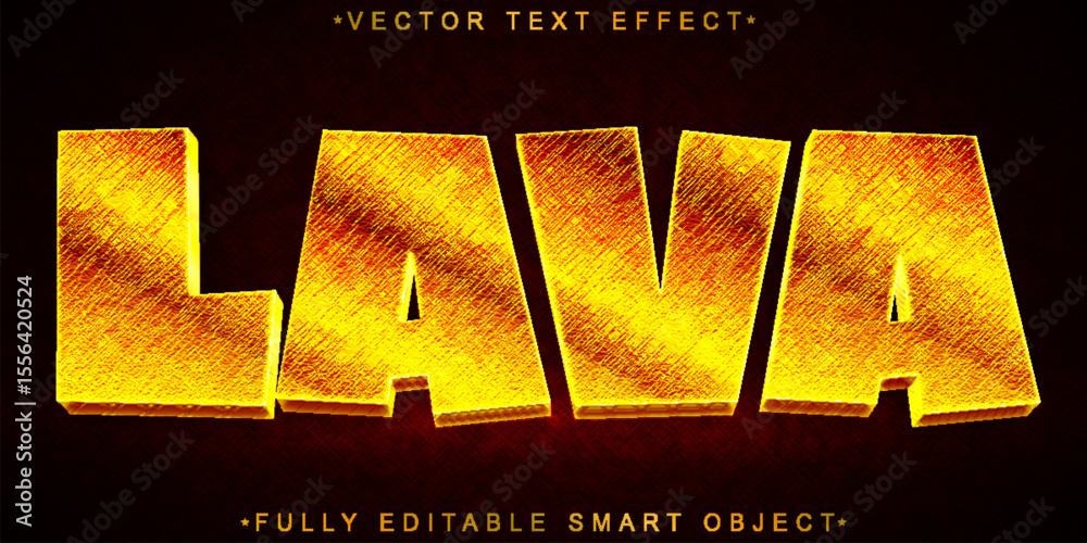 Poster fiery molten lava volcano eruption hot flow style design vector fully editable smart object text eff