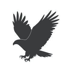 Silhouette of a Soaring Eagle in Flight Showing Powerful Wings and Claws Simple black silhouette eagle flight eagle silhouette bird flight wings soaring