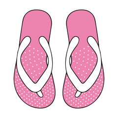 Flip Flops. Flip Flops Vector Illustration. Summer Footwear. Summer Beach Footwear, Flip Flops Isolated. Flat Design Pink Flip Flops Vector. Cute Flip Flops in Flat Style for Summer Design
