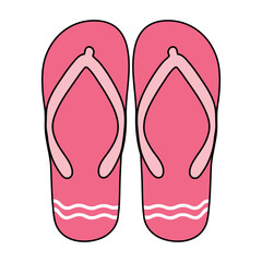 Flip Flops. Flip Flops Vector Illustration. Summer Footwear. Summer Beach Footwear, Sandal Isolated. Flat Design Summer Casual Shoes Vector. Cute Rubber Sandals in Flat Style for Summer Design
