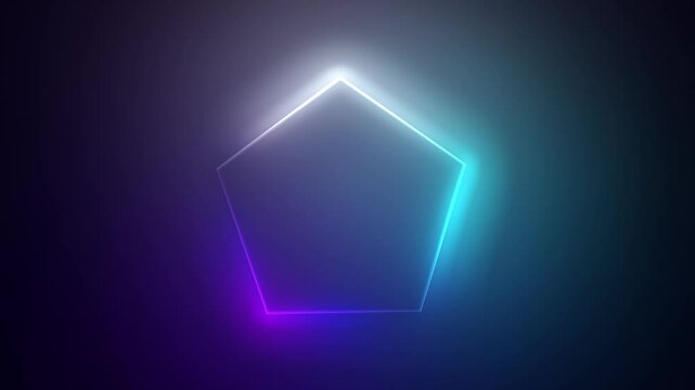 Neon polygon shape Frame animated backdrop with place for text, Glowing neon lines sign with flicker on black background, abstract loop saber Effect for logo reveal, led electric Placeholder gradient 