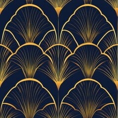 Elegant Art Deco Geometric Seamless Pattern in Rich Gold and Navy