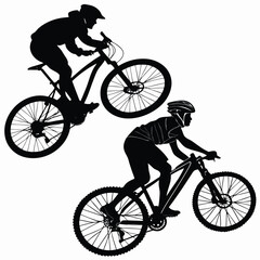 Obraz premium black-silhouette-vector-of-bicycles---riders--whit (1)