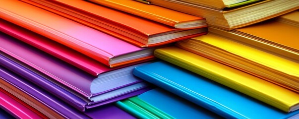 Rainbow Stack of Books Colorful Book Covers, Literature, Reading, Bookshelf, Bookstack Books, Literature