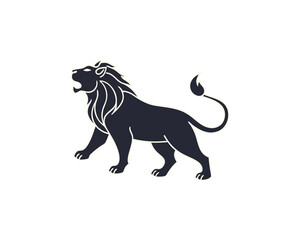 Fototapeta premium A bold, stylized silhouette of a roaring lion, perfect for logos, emblems, or graphic design