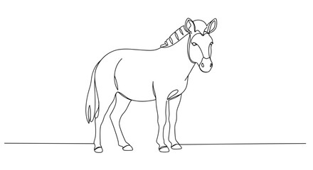 Obraz premium Single-line illustration of a standing horse