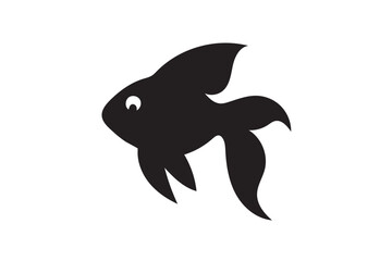 Fototapeta premium Goldfish silhouette on white background.