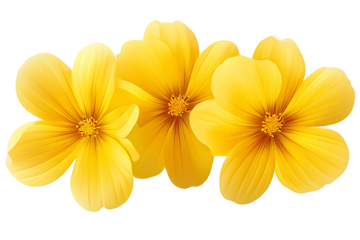 Vibrant Yellow Flowers Isolated on Transparent Background for Creative Designs