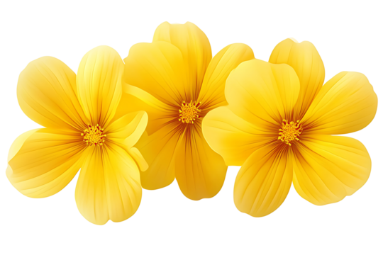 Vibrant Yellow Flowers Isolated on Transparent Background for Creative Designs