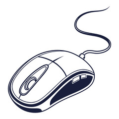 Silhouette computer mouse on white background