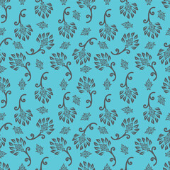 Tropical flower pattern seamless, silhouette of blooming, hand drawn botanical, Floral leaf for spring and Summer time, natural ornaments for textile, fabric, wallpaper, background design.
