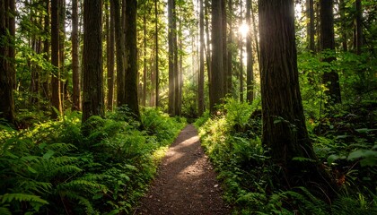 Obraz premium Sunlit forest trail