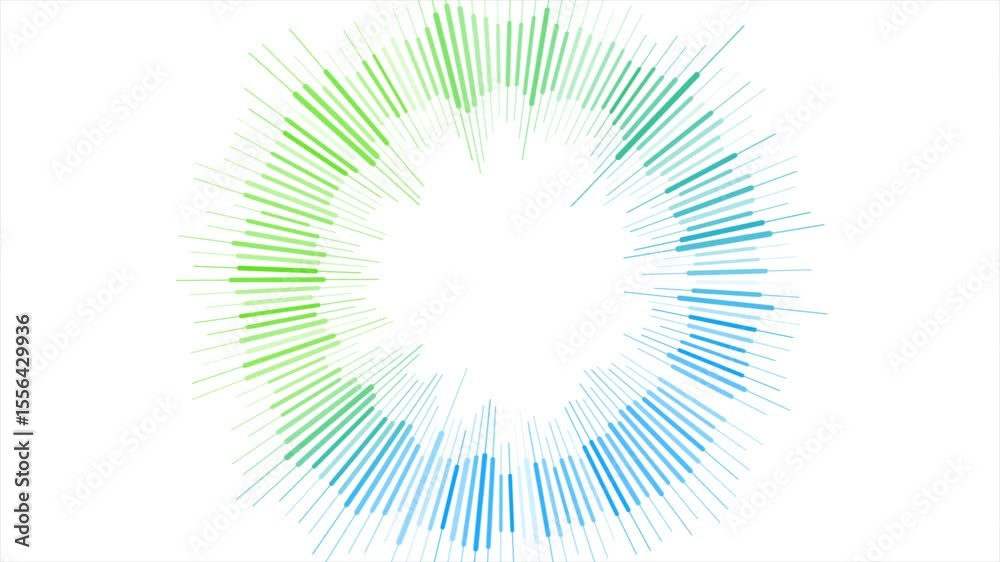 Aufkleber Abstract circular green and blue gradient lines on white background. Seamless looping data tech concept motion design. Video animation Ultra HD 4K 3840x2160