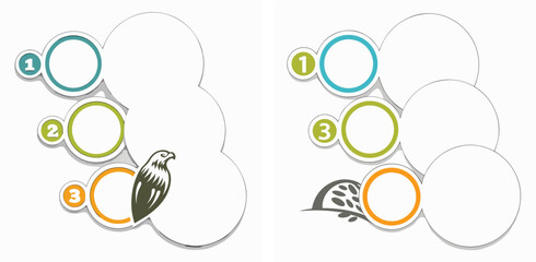 Cloud Shaped Diagram with Numbered Circles Teal Green Orange Eagle Silhouette template