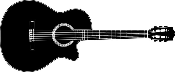 Classical Guitar Silhouette &ndash; Elegant String Instrument Vector Illustration
