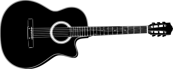 Classical Guitar Silhouette – Elegant String Instrument Vector Illustration
