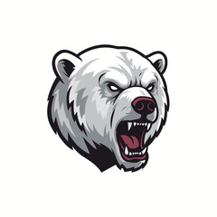 Aggressive polar bear mascot logo with fierce expression and sharp teeth design