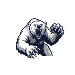 Aggressive polar bear mascot showcasing power and ferocity in a dynamic vector design