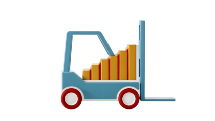 Forklift With Growth Analysis Chart Showing Business Trends And Revenue Metrics