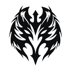 Obraz premium Powerful Wolf Head Icon, Black tribal vector for a tattoo or brand logo On White Background 
