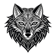 Fototapeta premium Tribal Wolf Head Logo, Fierce animal mascot for a sports team or tattoo On White Background 