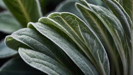 Close-up View of Lush Green Leaves Displaying Intricate Textures and Patterns in Natural Light During a Calm Afternoon in a Garden