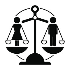 silhouette Justice and equality line icon on white background