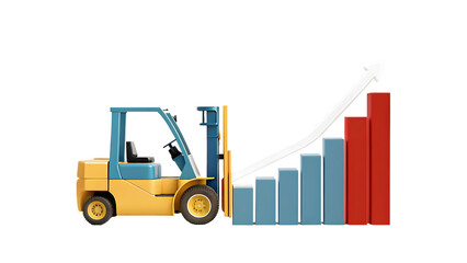 Naklejka premium Forklift And Sales Growth Chart In Photo Realistic Design For Logistics Growth