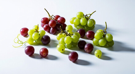 Assorted Grapes on a White Background