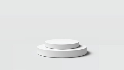 Minimal White Double Round Podium – 3D Stage Display Mockup