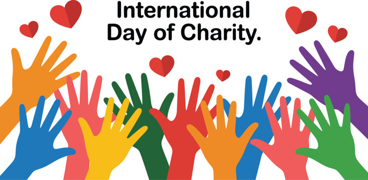 Colorful Hands and Hearts for Charity Day Celebration on May 9th a Symbol of Unity Love and Support