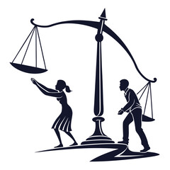 silhouette Justice and equality line icon on white background