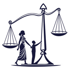 silhouette Justice and equality line icon on white background