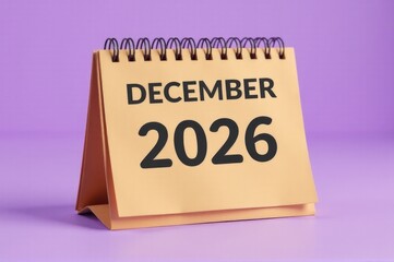 A calendar page with December date highlighted..New Year 2026.
