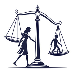 silhouette Justice and equality line icon on white background