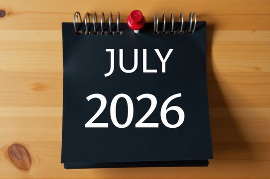 Calendar with the date July 26 displayed, ideal for planners and organizers..New Year 2026.