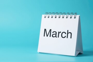 A simple calendar with the month of March highlighted..New Year 2026.