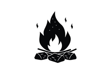 Campfire marshmallow roasting over fire vector art illustration