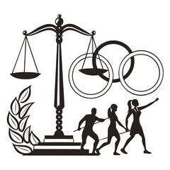 silhouette Justice and equality line icon on white background