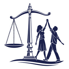 silhouette Justice and equality line icon on white background