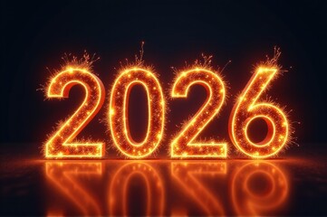 A cluster of sparklers arranged in numerical shapes, great for party decorations or festive displays..New Year 2026.