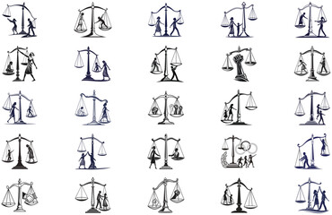 silhouette Justice and equality line icon on white background