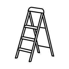 Folding step ladder with paint tray placed above Vector illustration